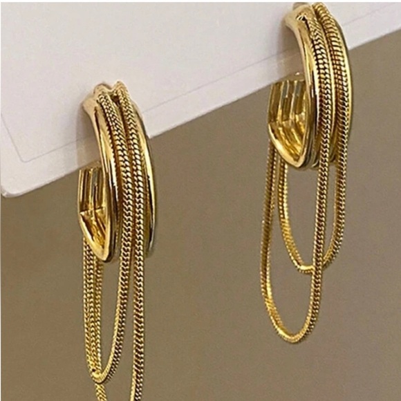 Anthropologie Jewelry - Seraphina Dual Chain Hoop Earrings